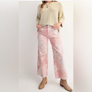 Easel Pink Patterned Ankle & Cropped Jeans